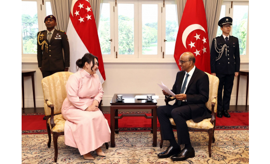 AMBASSADOR EXTRAORDINARY AND PLENIPOTENTIARY OF MONGOLIA UYANGA GANBOLD PRESENTS HER LETTERS OF CREDENCE